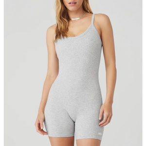 Alo Yoga Seamless Ribbed Onesie Grey